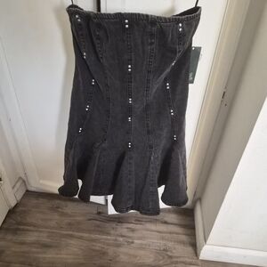 Black Denim Strapless Dress